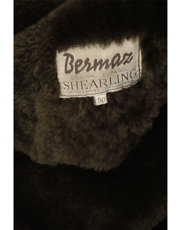 Vintage Damen Shearling Shearling Mantel IT 50 XL Brauner Shearling