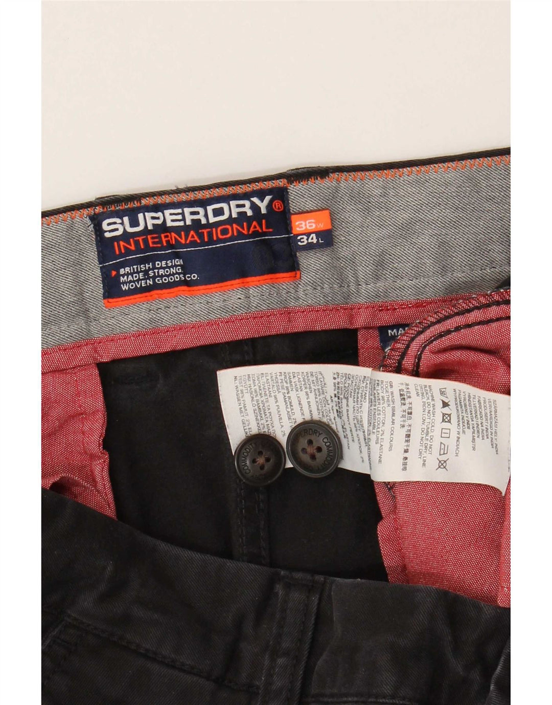 Superdry Herren-Jogger-Cargohose, W36, L30, schwarze Baumwolle