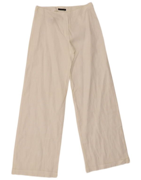 Sisley Damen-Freizeithose mit weitem Bein IT 38 XS W26 L29 Weißer Flachs