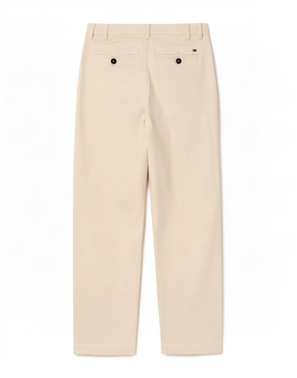 Tommy Hilfiger Damen-Chinohose mit hoher Taille, UK 4, XS, W24, L24, Weiß