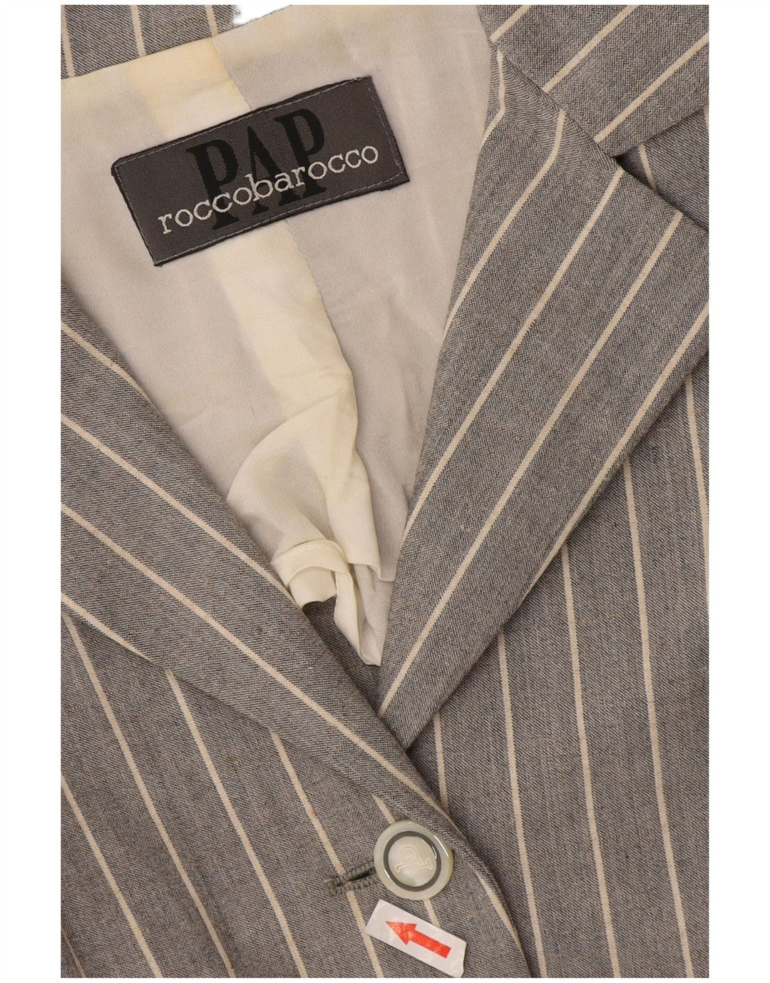 Roccobarocco Damen-Blazerjacke mit 4 Knöpfen, Gr. 10, klein, grau, Nadelstreifen