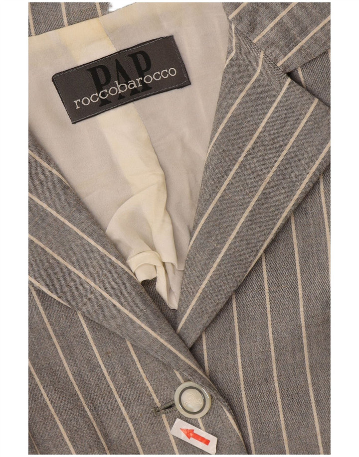Roccobarocco Damen-Blazerjacke mit 4 Knöpfen, Gr. 10, klein, grau, Nadelstreifen