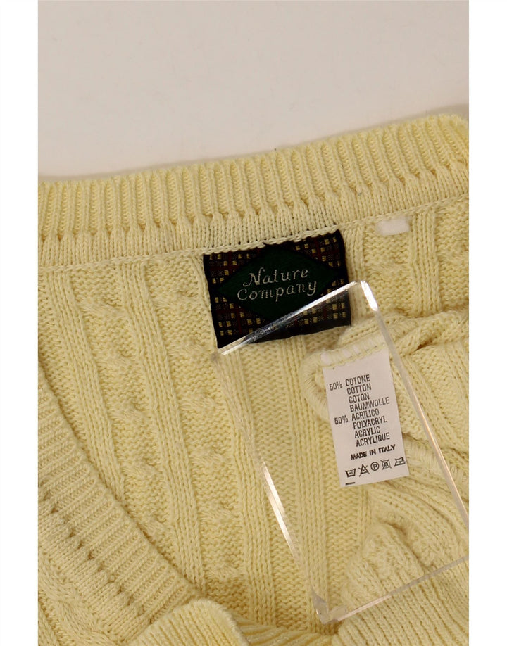Vintage Herren V-Ausschnitt Pullover mittelgelbe Baumwolle