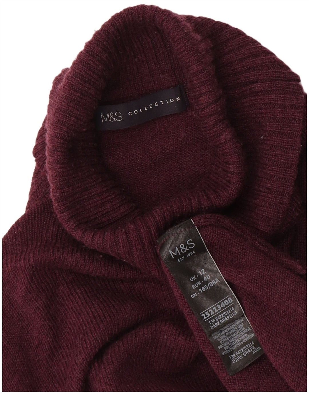 Marks & Spencer Damen-Pullover mit Rollkragen, UK 12, mittlere Burgunderrote Wolle