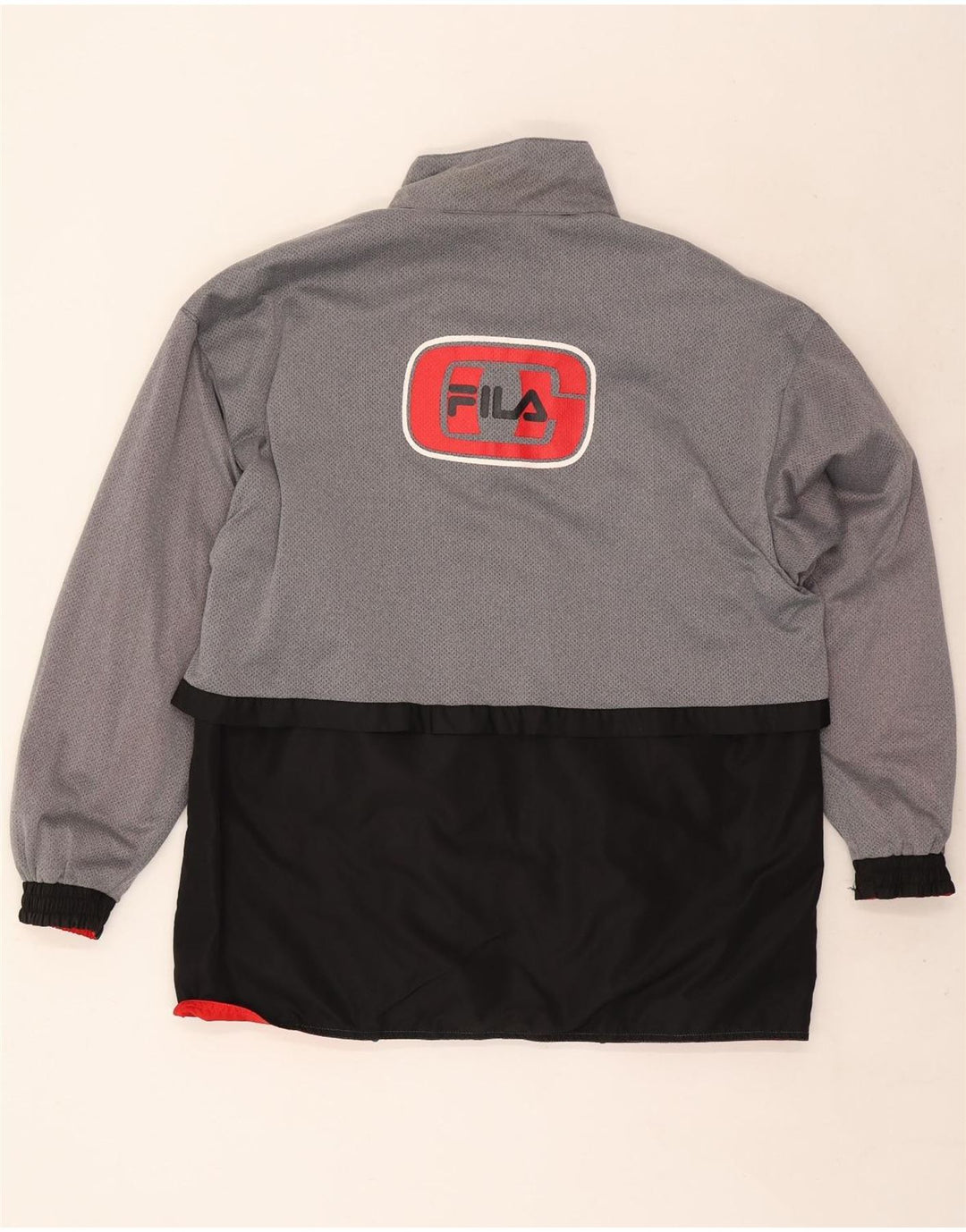 Fila Herren-Trainingsanzug mit grafischem Wende-Trainingsoberteil, Mittelrot, Farbblock