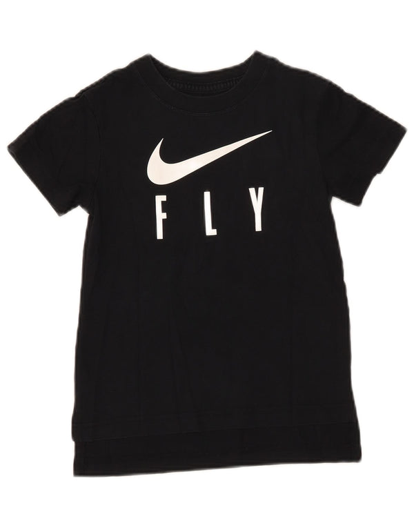 Nike Womens Crop Graphic T-Shirt Top UK 4 XS Black Cotton