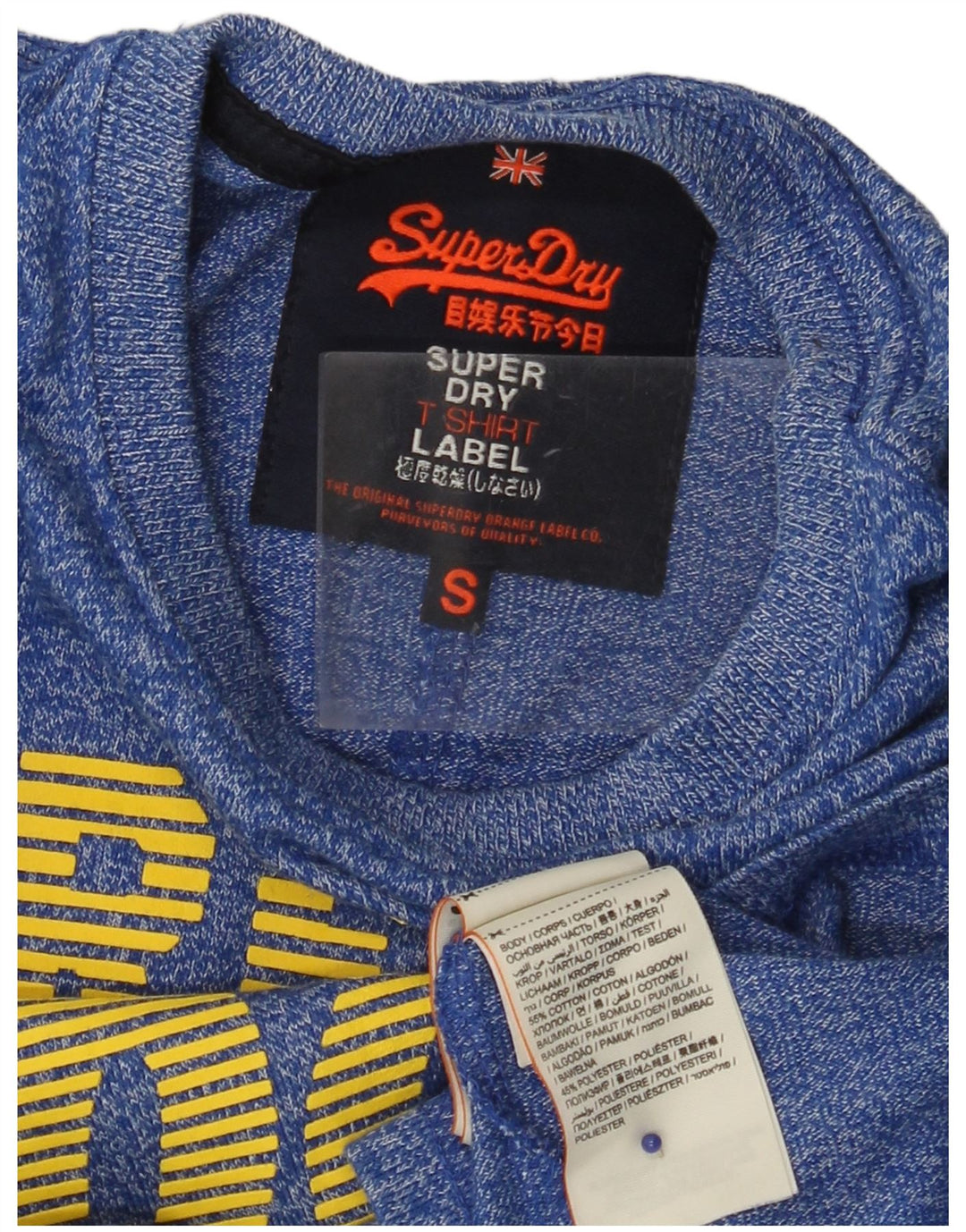 SUPERDRY Herren Real Graphic T-Shirt-Oberteil aus kleiner, blau melierter Baumwolle