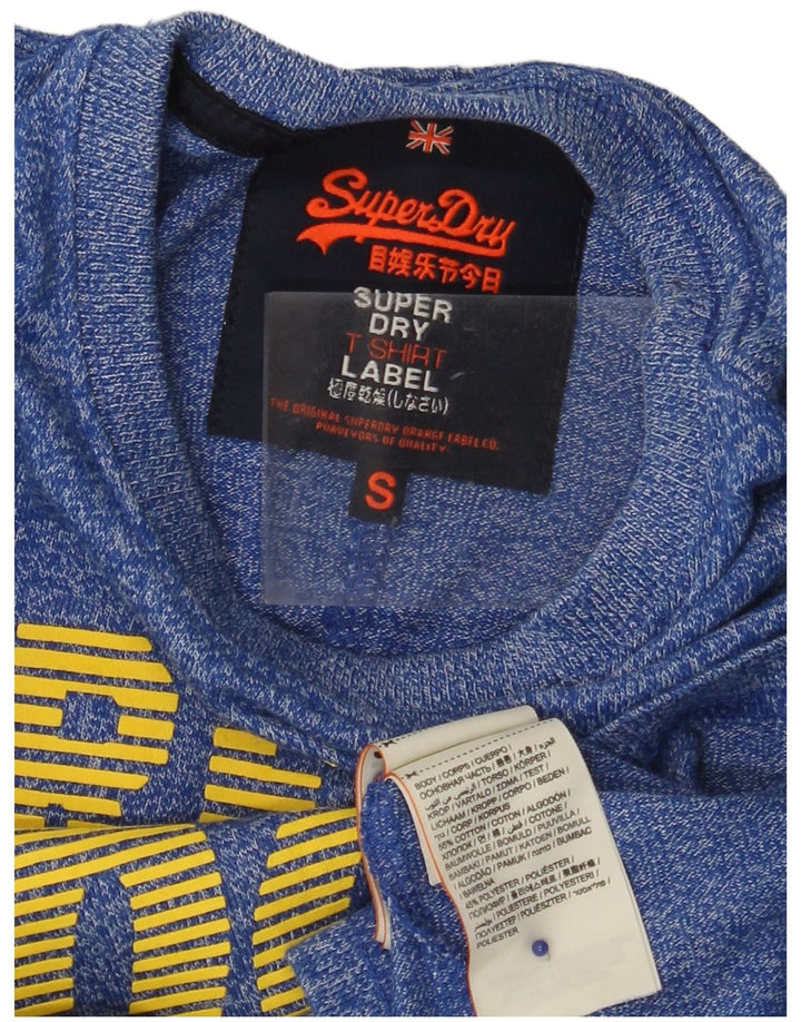 SUPERDRY Herren Real Graphic T-Shirt-Oberteil aus kleiner, blau melierter Baumwolle