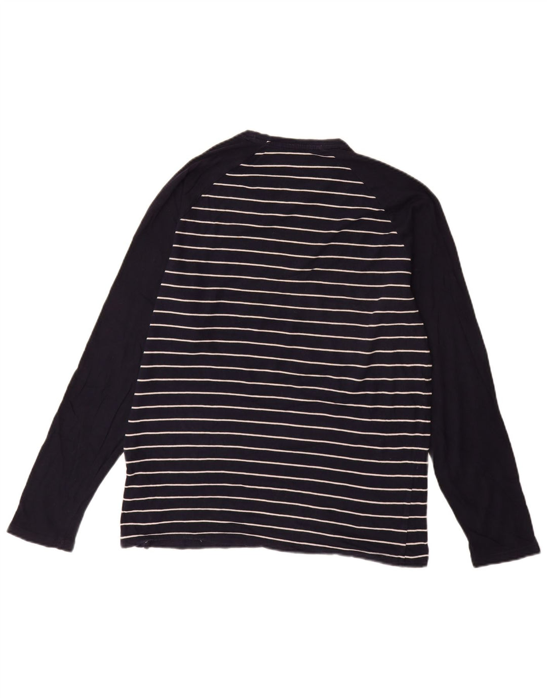 Marks & Spencer Herren-Oberteil aus langärmliger, mittelblauer, gestreifter Baumwolle