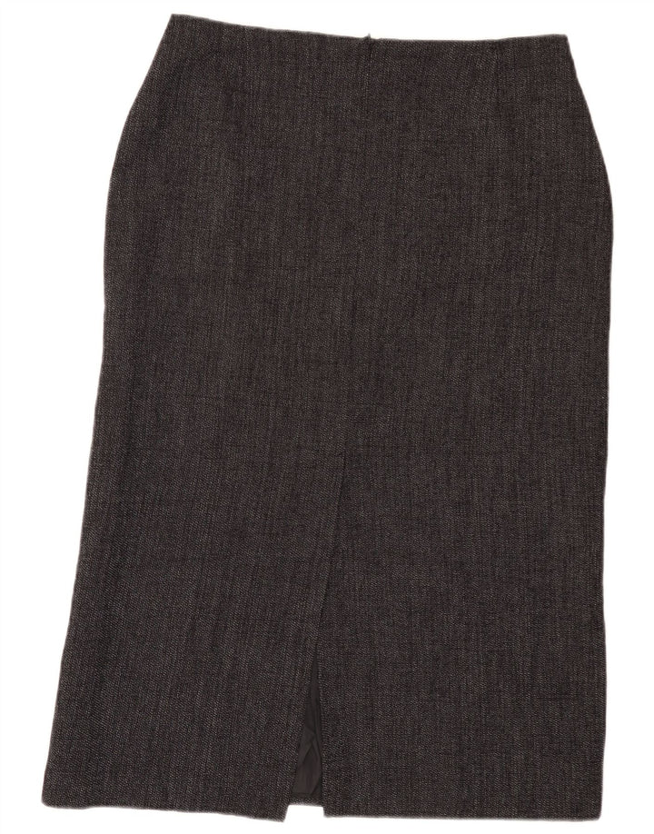 Marks & Spencer Damen Midi-Rock, gerade, UK 14, Größe L W32, Grau
