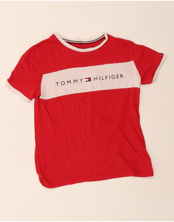 Tommy Hilfiger Herren-T-Shirt mit Grafik, Größe S, Rot, Colourblock-Baumwolle