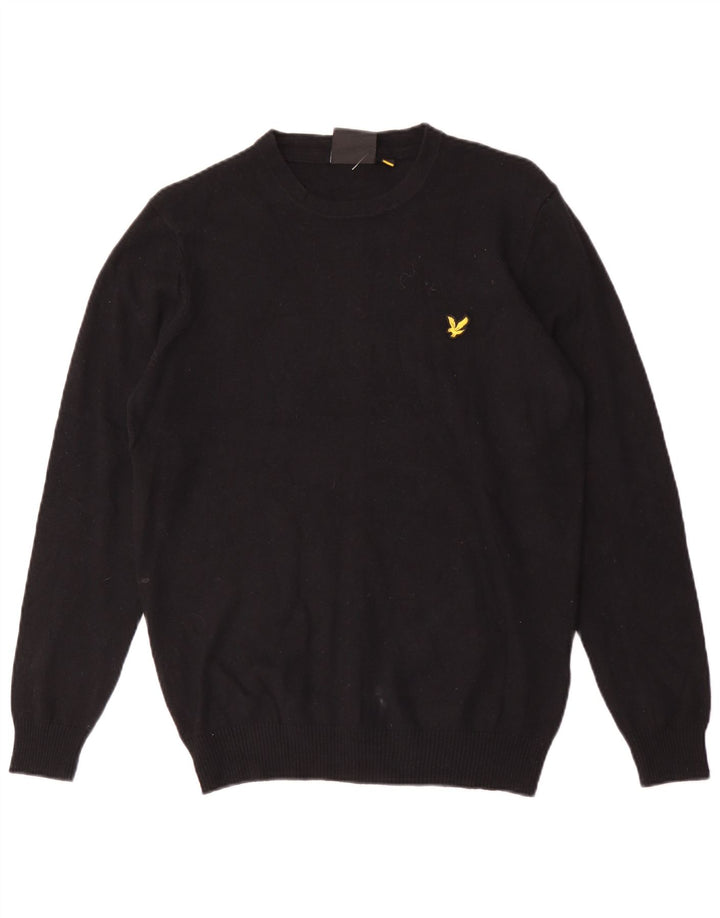 Lyle & Scott Herren-Pullover mit Rundhalsausschnitt, mittelschwarze Baumwolle
