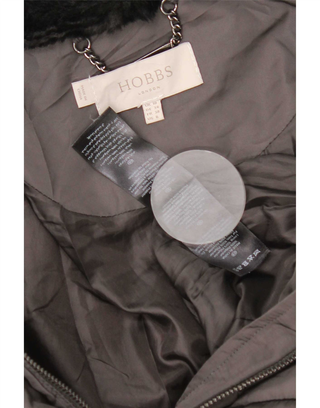 Hobbs Wattierter Damenmantel UK 10 Small Grau Polyester