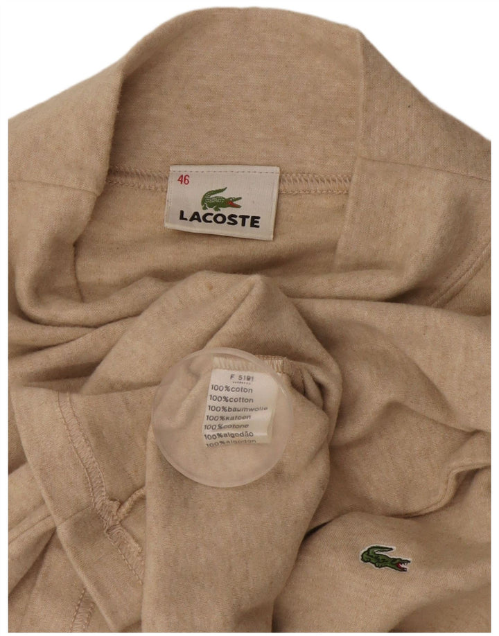 Lacoste Damen Top Langarm Größe 46 XL Beige Baumwolle
