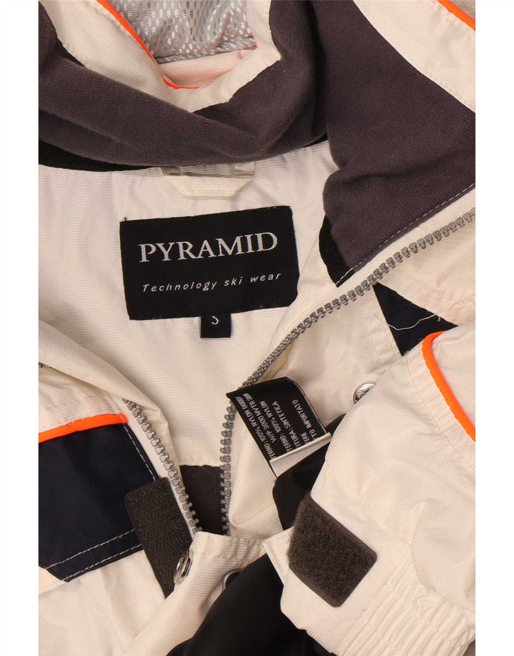 Pyramid Herren-Skijacke mit Kapuze, UK 36, Small, weißes Colourblock-Nylon