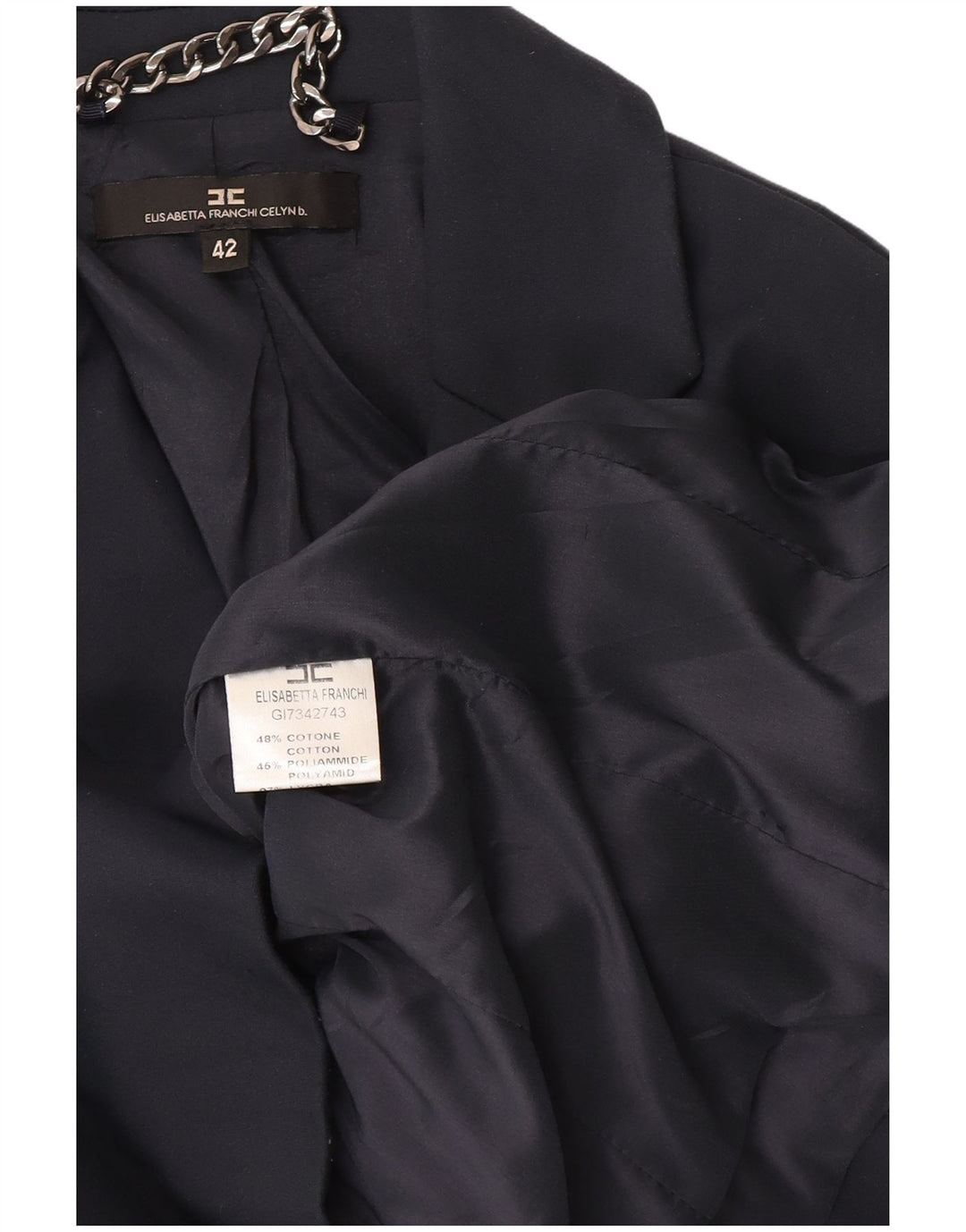 Elisabetta Franchi Damen 2-Knopf-Blazerjacke IT 42 Mittelmarineblau