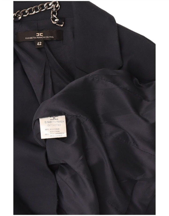 Elisabetta Franchi Damen 2-Knopf-Blazerjacke IT 42 Mittelmarineblau