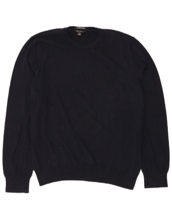 MARKS & SPENCER Herren-Pullover mit Rundhalsausschnitt, XL, marineblaue Baumwolle