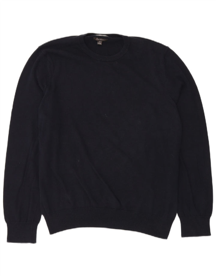 MARKS & SPENCER Herren-Pullover mit Rundhalsausschnitt, XL, marineblaue Baumwolle