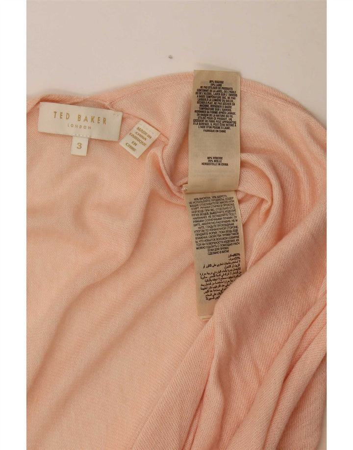 Ted Baker Damen-Strickjacke in Übergröße, lang geschnitten, Größe 3, Mittelrosa