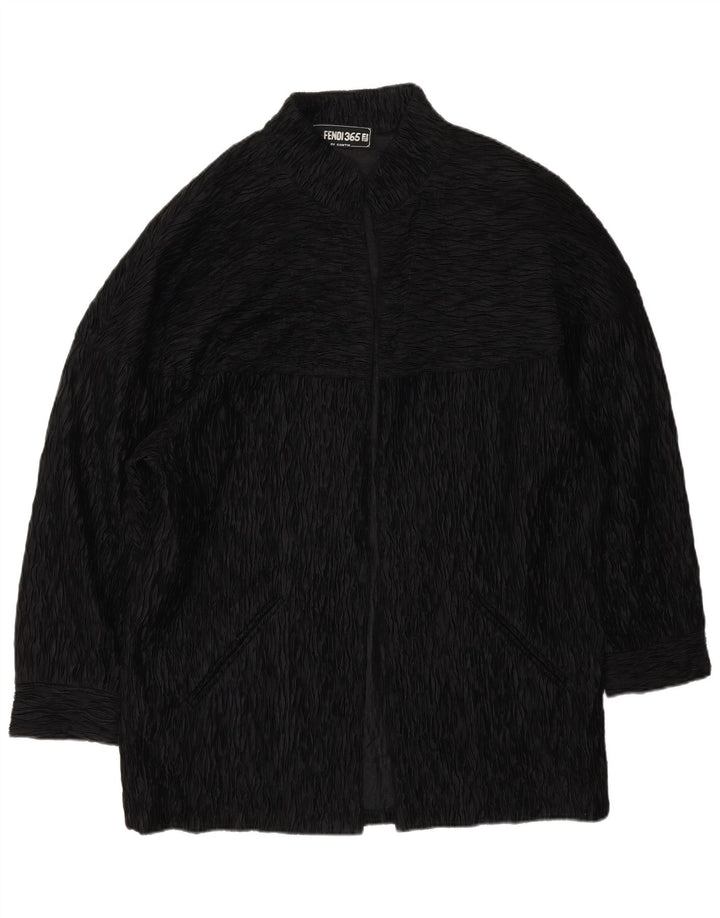 Fendi Damen Offener Mantel UK 18 XL Schwarz