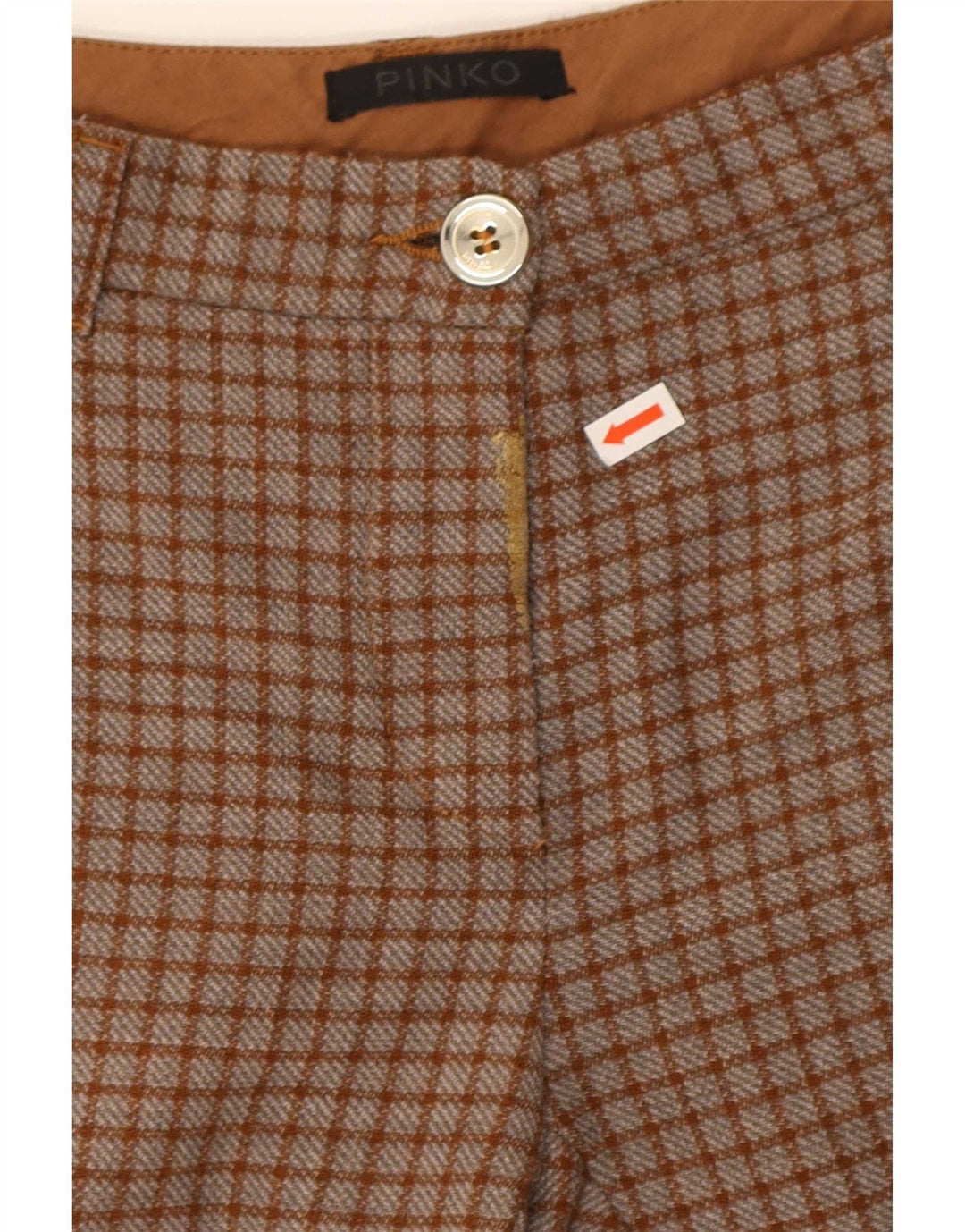 Pinko Slim Chino-Hose für Damen, W26, L26, braun kariertes Polyester