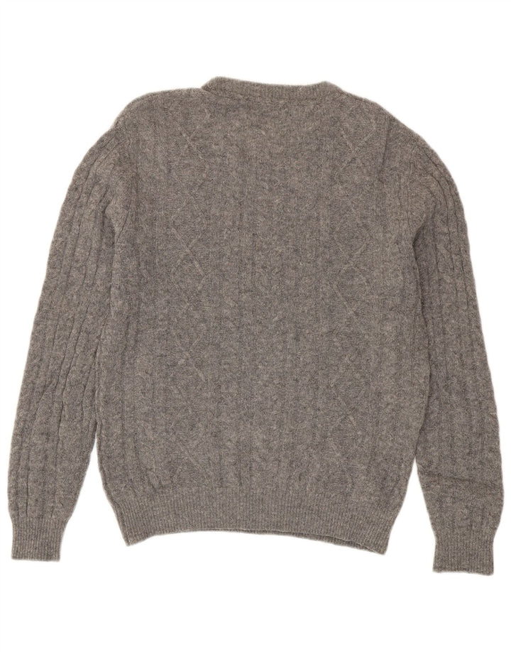 Jack Wills Herren-Pullover mit Rundhalsausschnitt, Größe S, Grau, Merinowolle