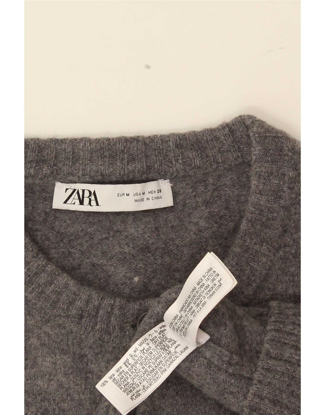 Zara Damen Crop Cardigan Pullover UK 12 Mittelgraue Wolle