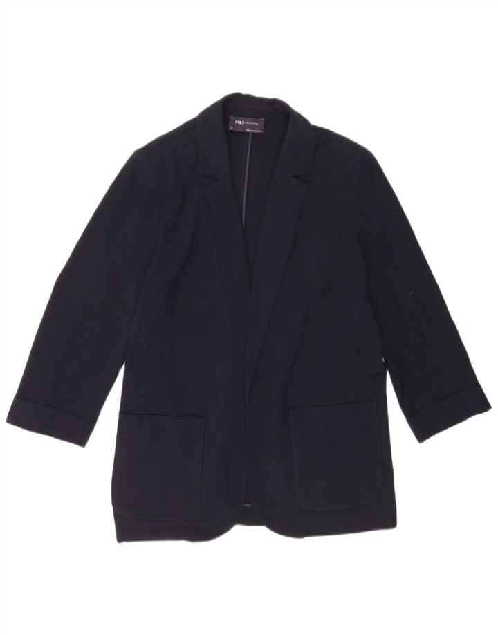 Marks & Spencer Offene Damen-Blazerjacke mit 3/4-Ärmeln, UK-Gr. 12, mittleres Marineblau