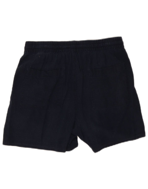 Marks & Spencer Damen Shorts mit hoher Taille UK 12 Medium W30 Marineblau Flachs