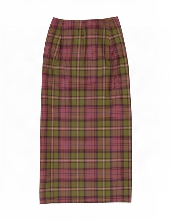 Luisa Spagnoli Damen Wickelrock IT 42 Medium W28 Grüne karierte Wolle