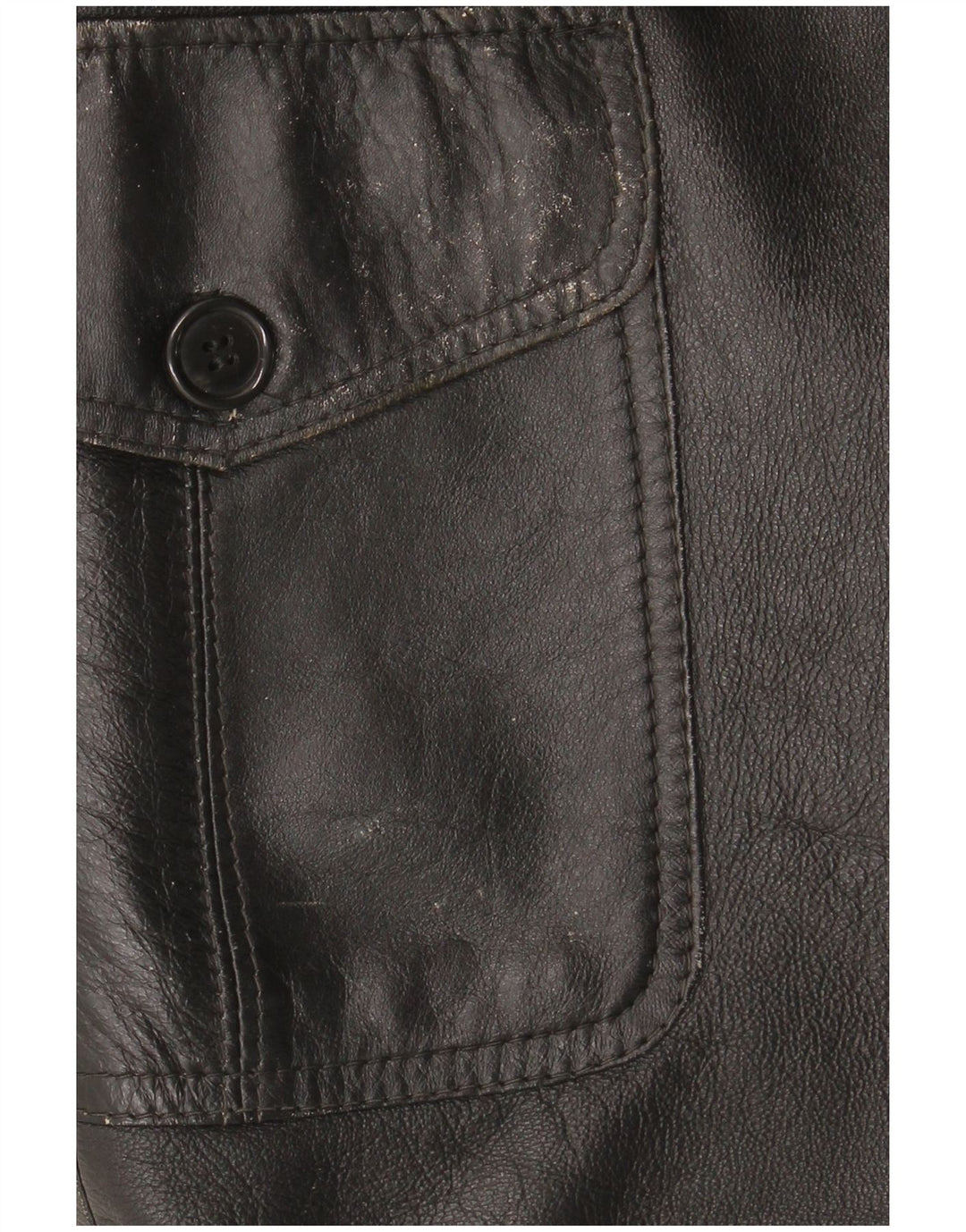 Vintage Herren 3-Knopf-Lederblazerjacke UK 38 Mittelschwarz