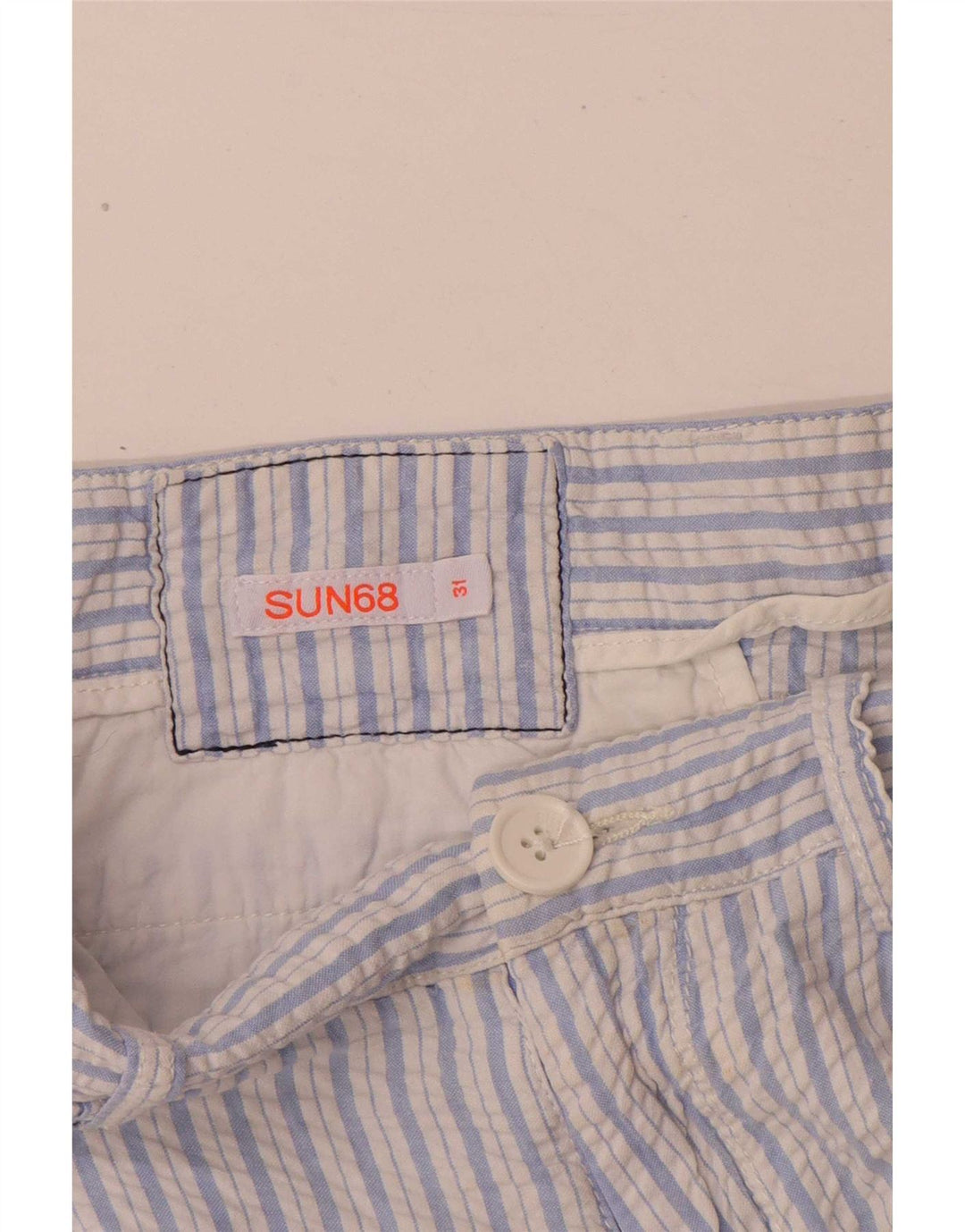 Sun68 Herren-Chinoshorts W31 Mittelblau gestreift aus Baumwolle