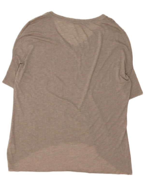 Zara Damen Übergroßes T-Shirt Top UK 10 Small Beige Polyester