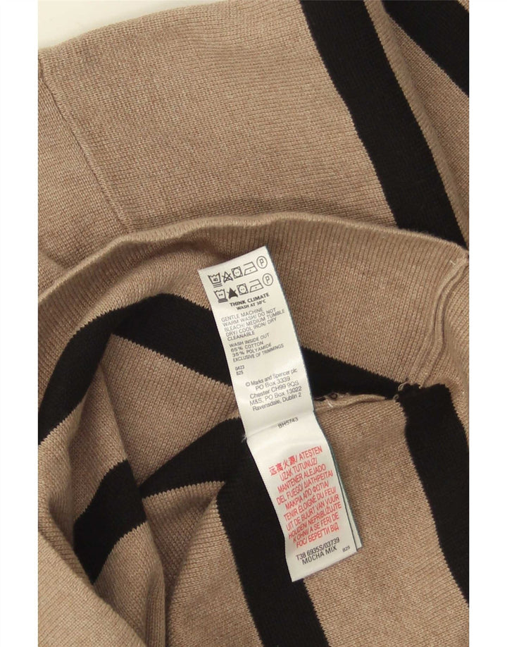 Marks & Spencer Damen-Pullover mit Rundhalsausschnitt, Gr. 12, Mittelbeige, gestreift