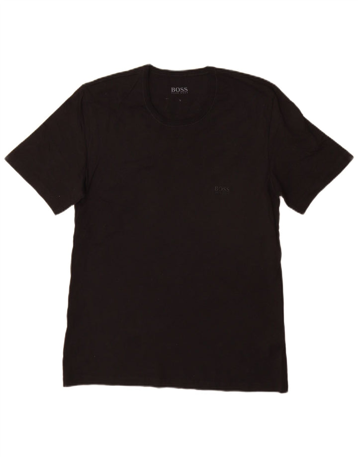Hugo Boss Herren T-Shirt Top Large Schwarz Baumwolle