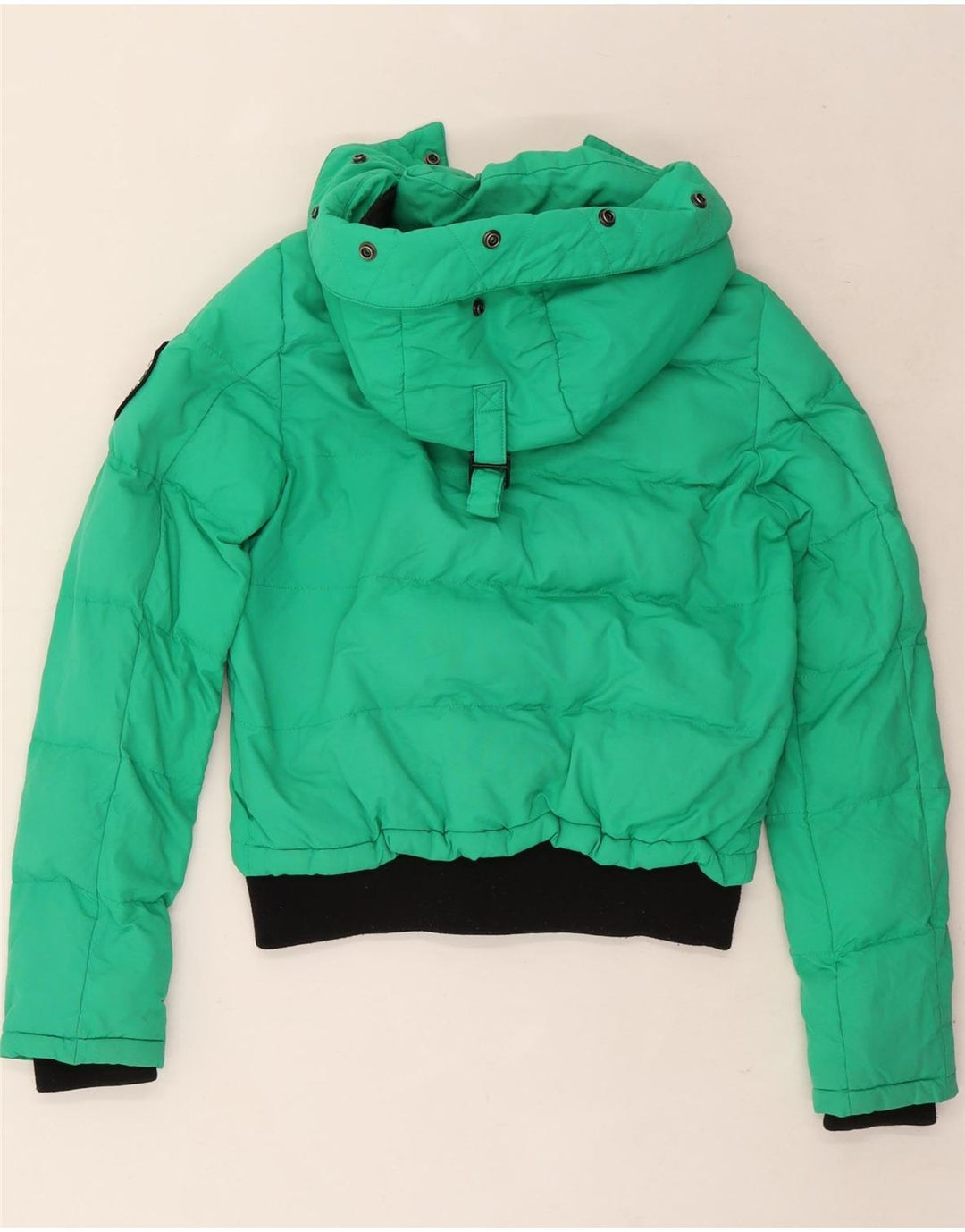 Superdry Damen-Jacke mit Kapuze, übergroß, wattiert, Gr. 8, Grün, Farbblock