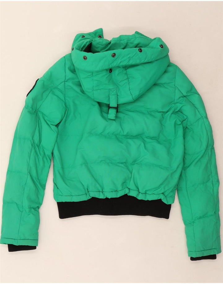 Superdry Damen-Jacke mit Kapuze, übergroß, wattiert, Gr. 8, Grün, Farbblock