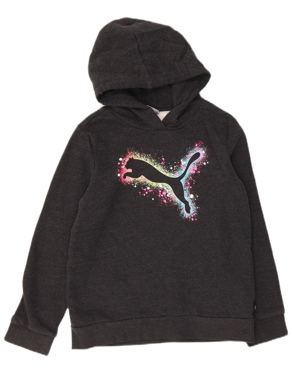 Puma Graphic Hoodie-Pullover für Mädchen, 10–11 Jahre, mittelgraue Baumwolle