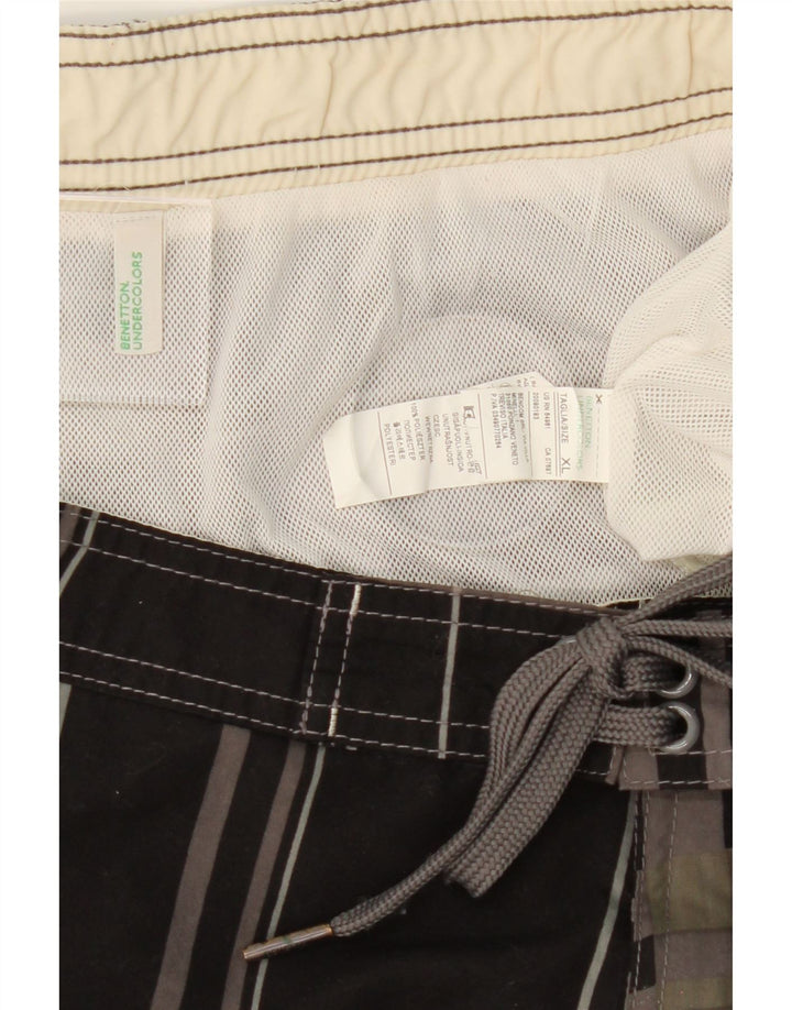 BENETTON Mens Swimming Shorts XL  Black Check Polyester Vintage Benetton and Second-Hand Benetton from Messina Hembry 