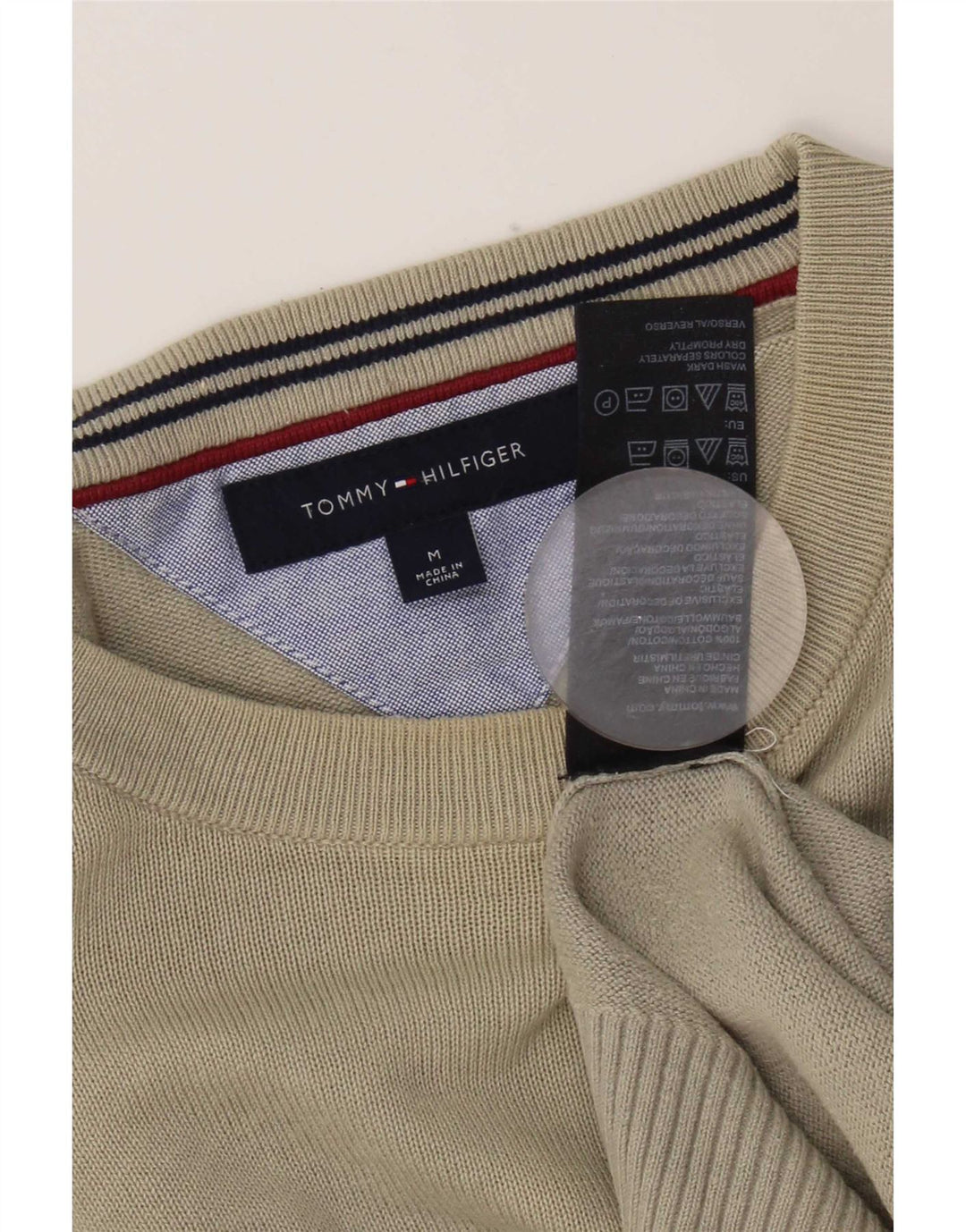 Tommy Hilfiger Herren-Pullover mit Rundhalsausschnitt, mittlere Khaki-Baumwolle