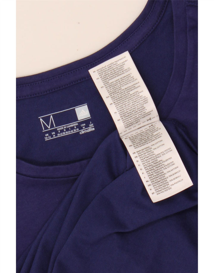 ADIDAS Damen Climalite Graphic T-Shirt Top UK 12/14 Medium Marineblau