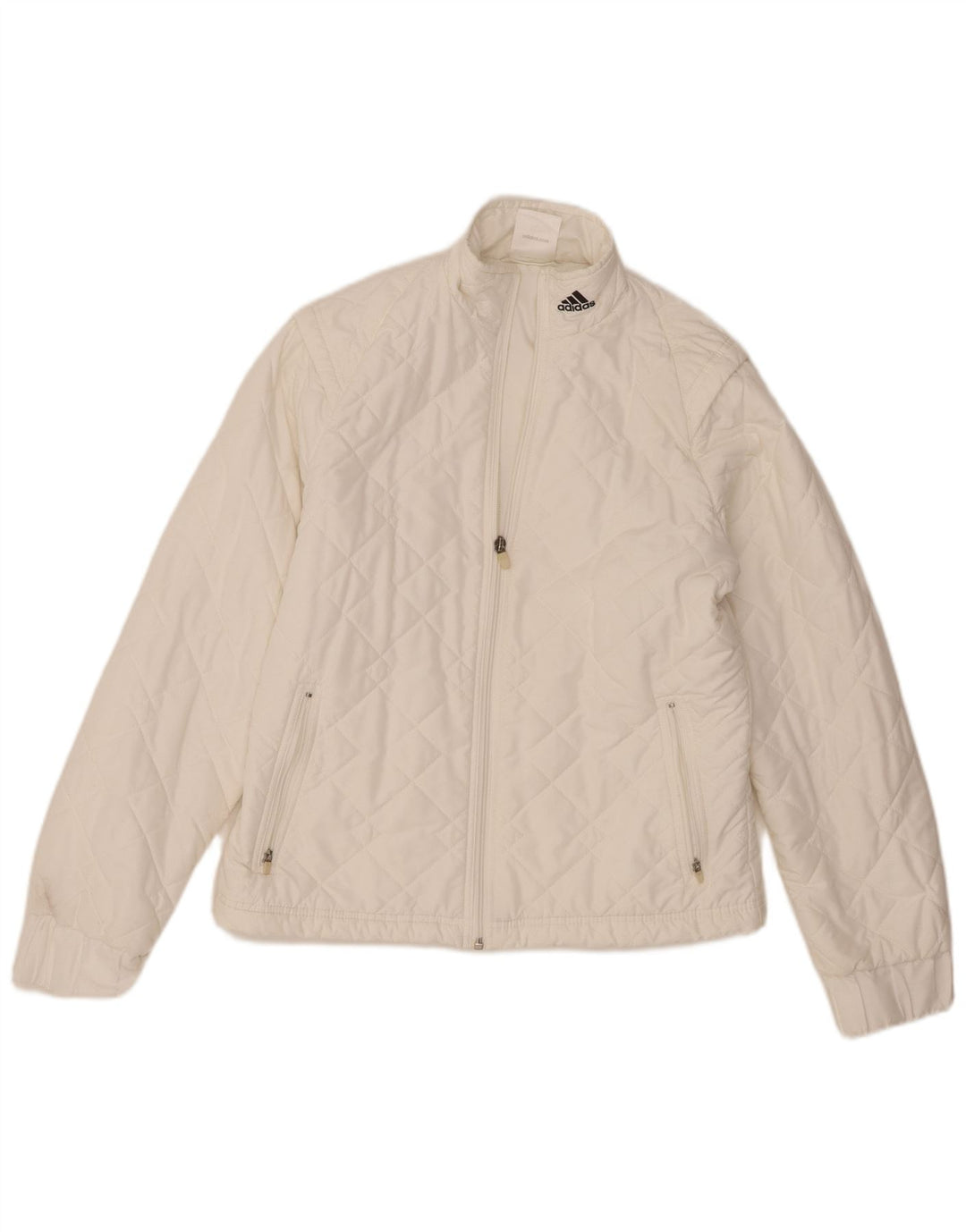 Adidas Damen Steppjacke UK 14 Mittelweißes Polyester