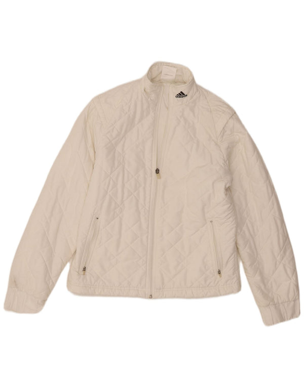 Adidas Damen Steppjacke UK 14 Mittelweißes Polyester