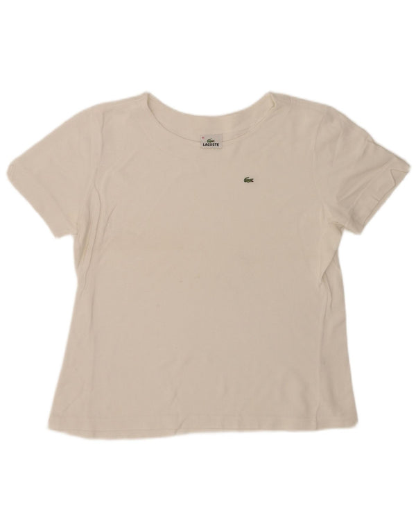 Lacoste Damen T-Shirt Top Größe 46 XL Weiße Baumwolle