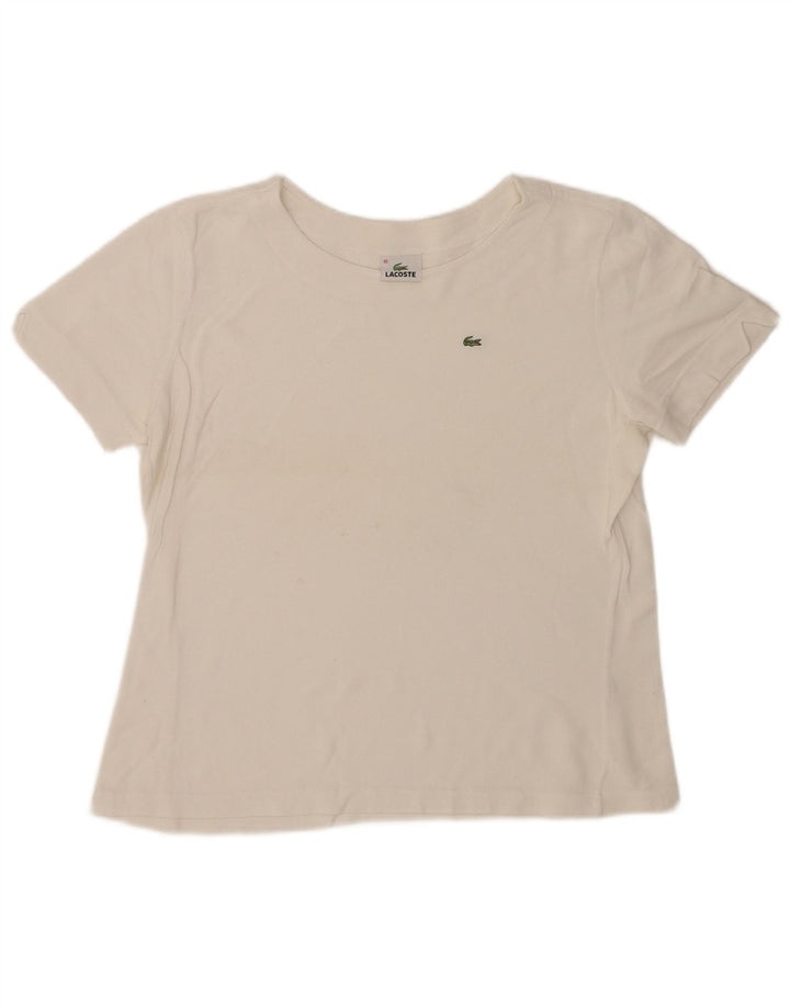 Lacoste Damen T-Shirt Top Größe 46 XL Weiße Baumwolle