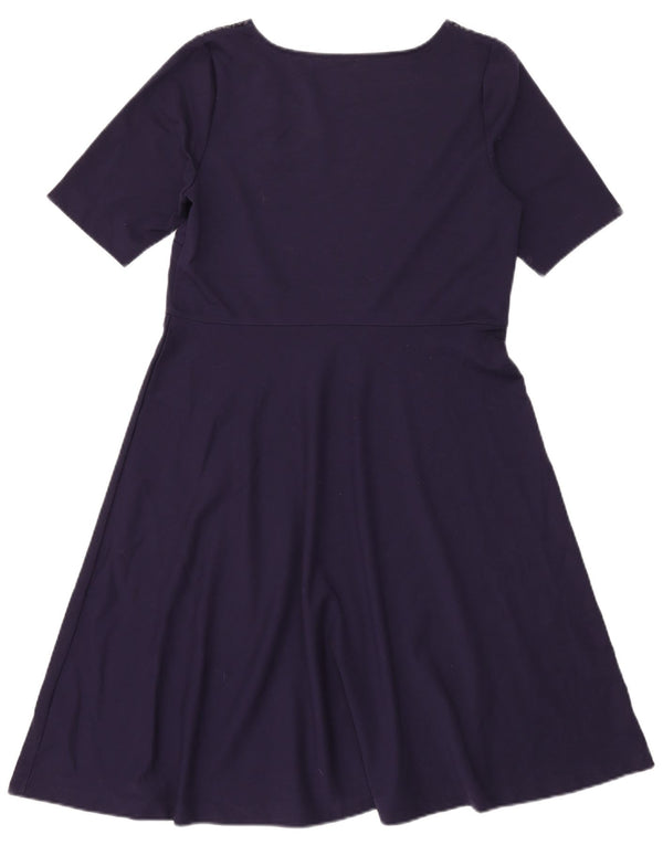 MARKS & SPENCER Damen-A-Linien-Kleid, Größe M, Marineblau, Blumenmuster, UK 14