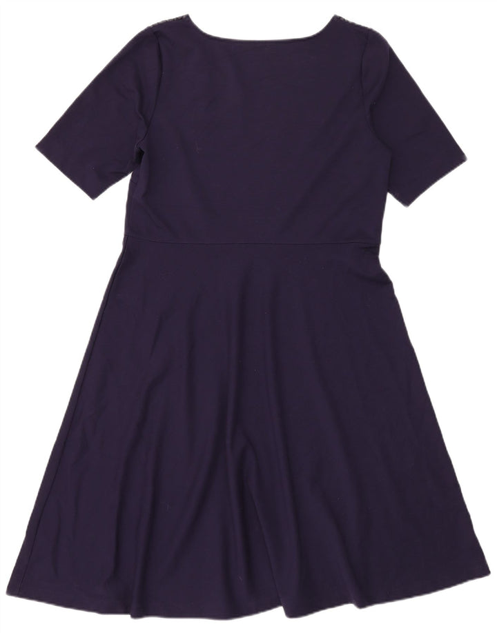 MARKS & SPENCER Damen-A-Linien-Kleid, Größe M, Marineblau, Blumenmuster, UK 14