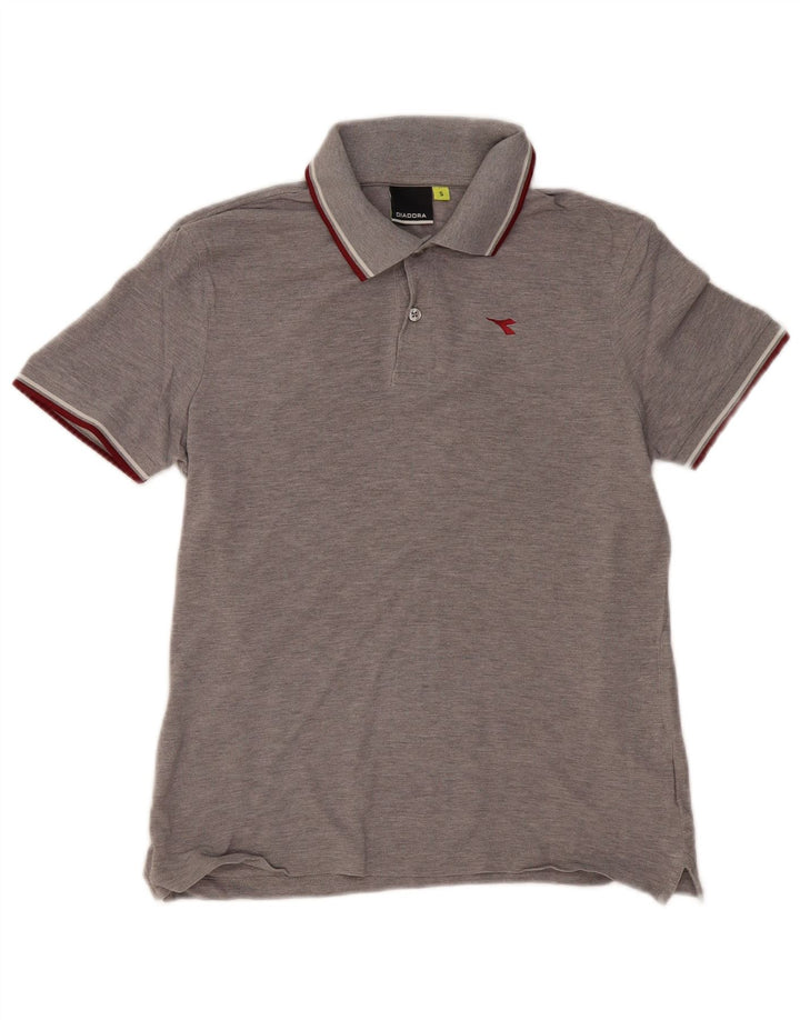 DIADORA Herren-Poloshirt, kleine graue Baumwolle