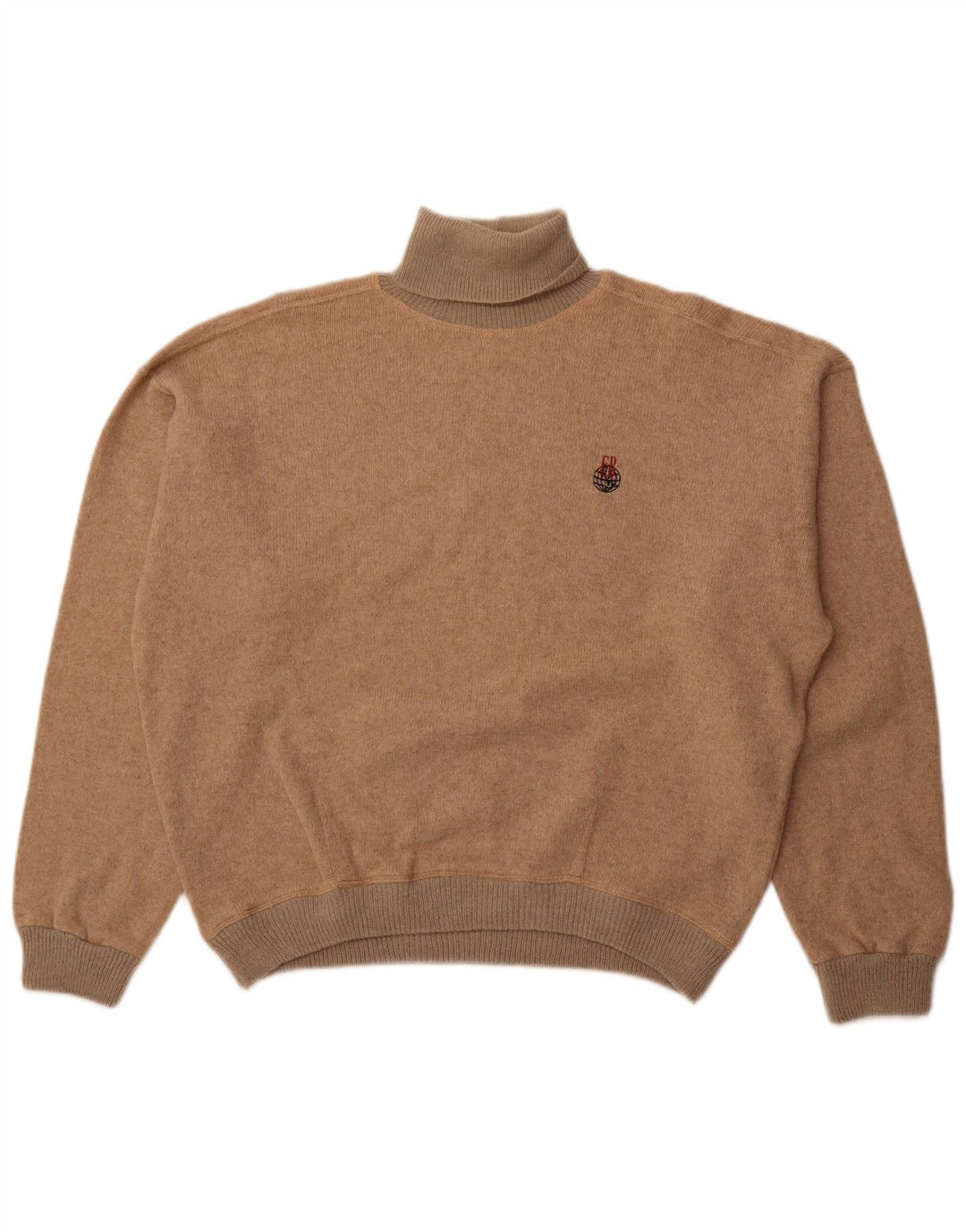 VINTAGE Damen Übergroßer Rollkragenpullover Pullover UK 18 XL Beige Wolle